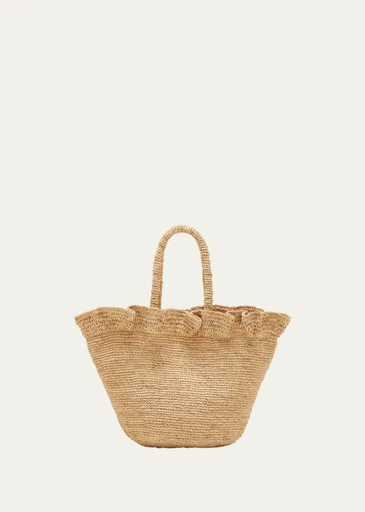 Cyrus Raffia Ruffle Tote