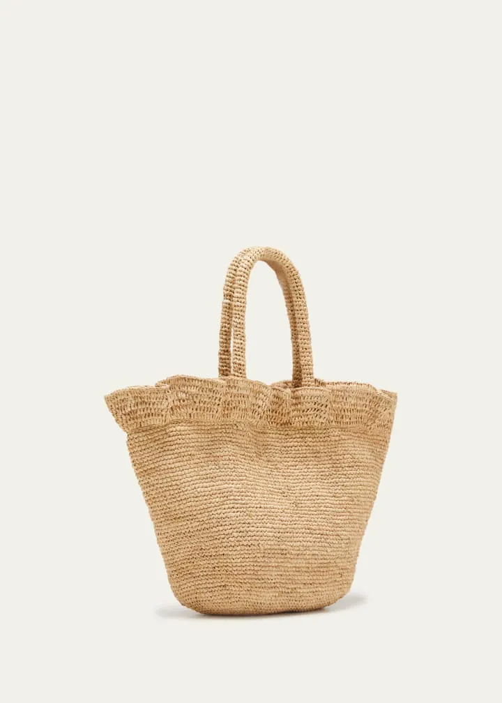 Cyrus Raffia Ruffle Tote