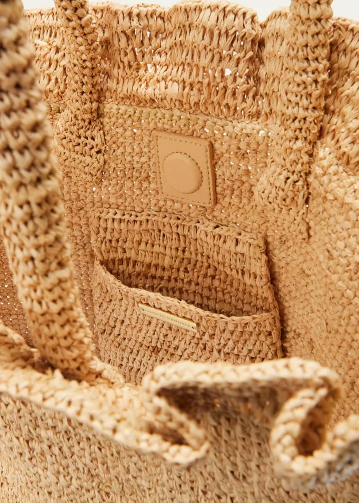 Cyrus Raffia Ruffle Tote