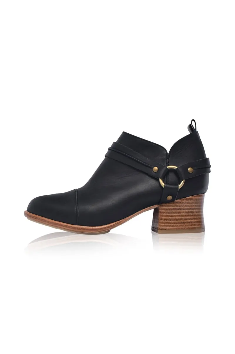 Dasha Low Ankle Booties in Dark Brown