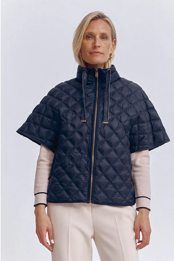 Devernois MAMBO BLACK PONCHO STYLE QUILTED JACKET