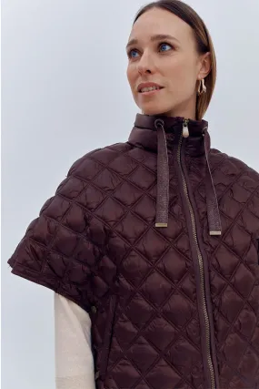 Devernois MAMBO BROWN PONCHO STYLE QUILTED JACKET