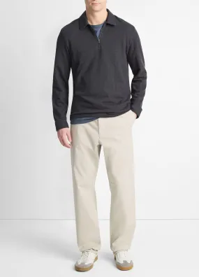 Diagonal Terry Quarter-Zip Polo Pullover