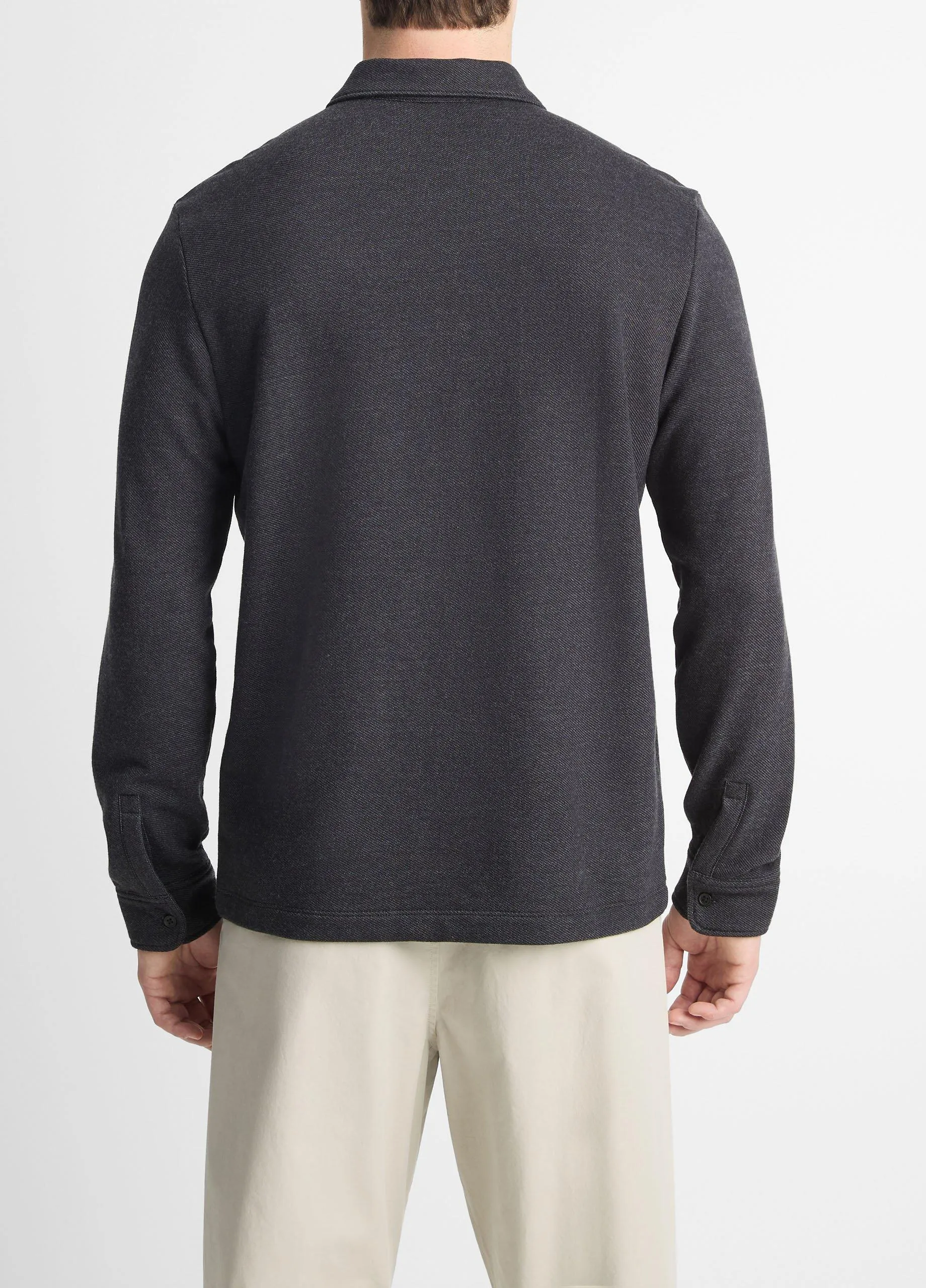 Diagonal Terry Quarter-Zip Polo Pullover