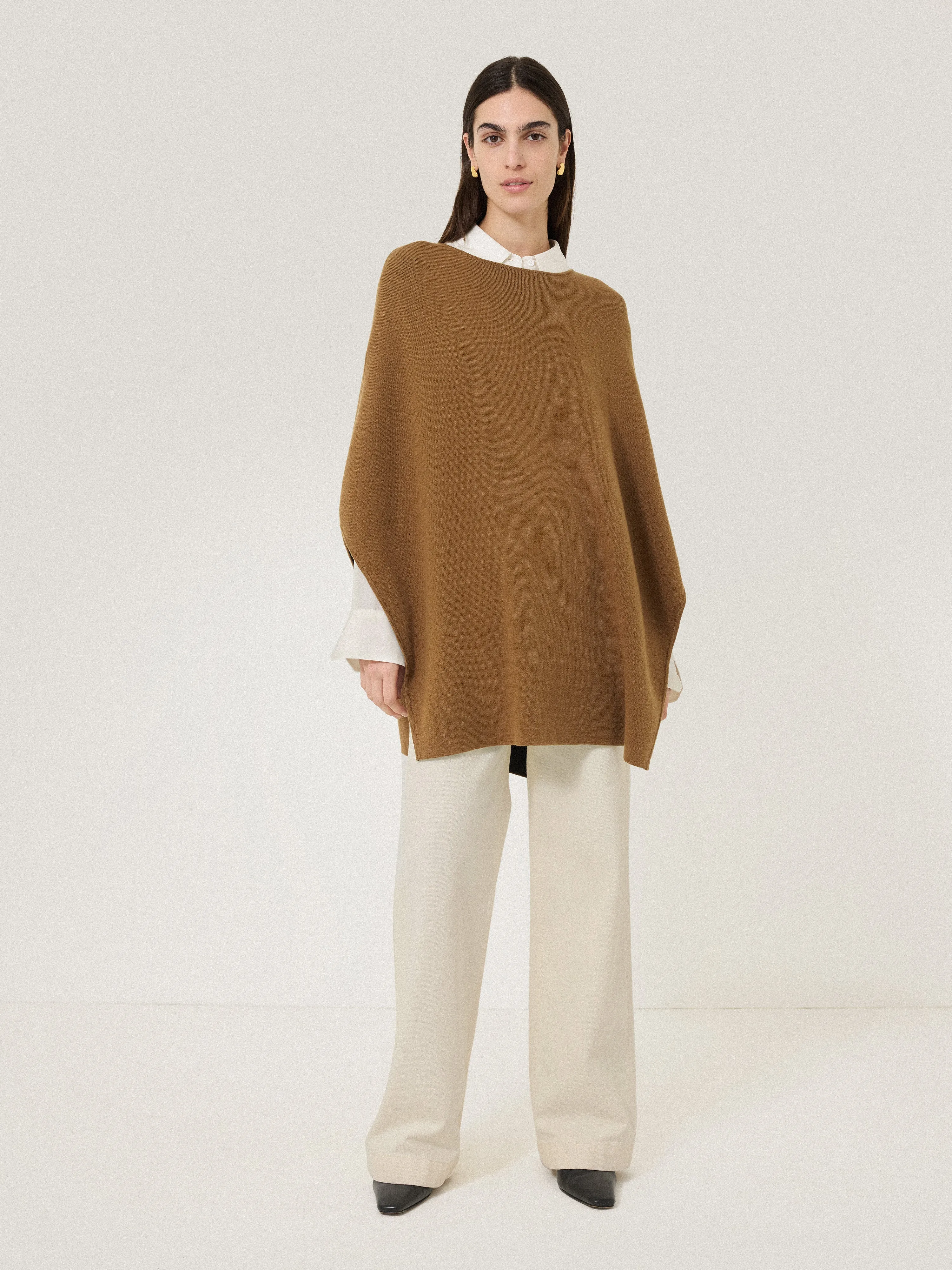 Double Face Knit Poncho | Toffee