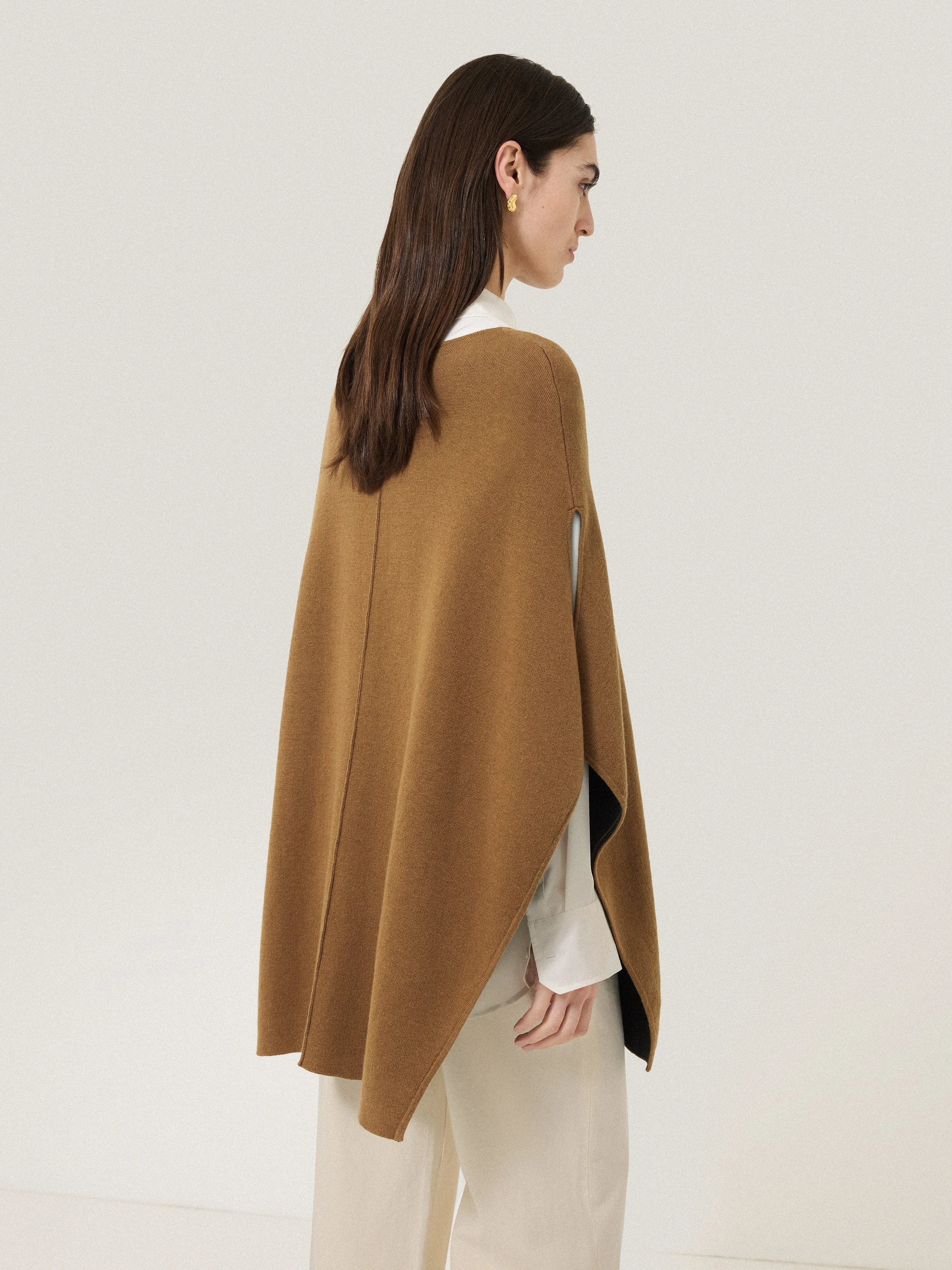 Double Face Knit Poncho | Toffee