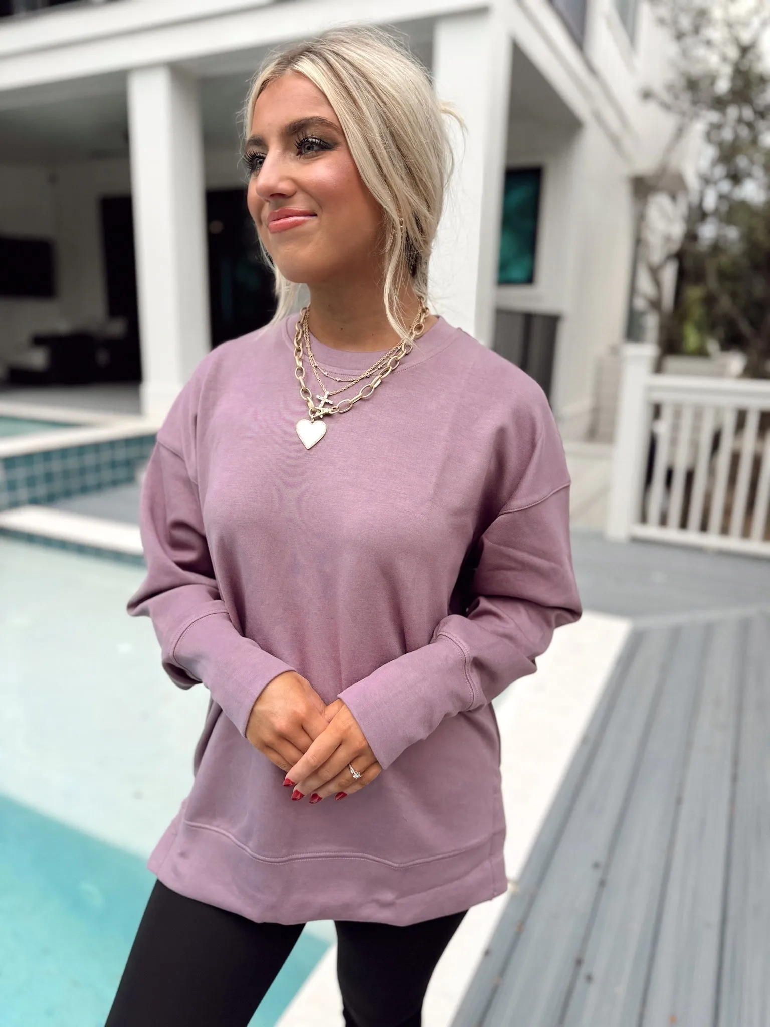 Dusty Lilac Long Sleeve Comfy Pullover