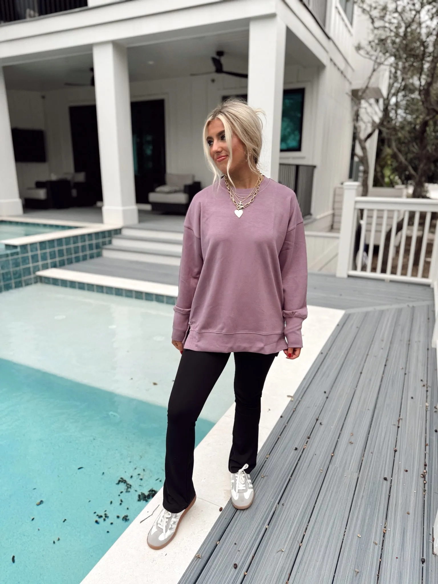 Dusty Lilac Long Sleeve Comfy Pullover