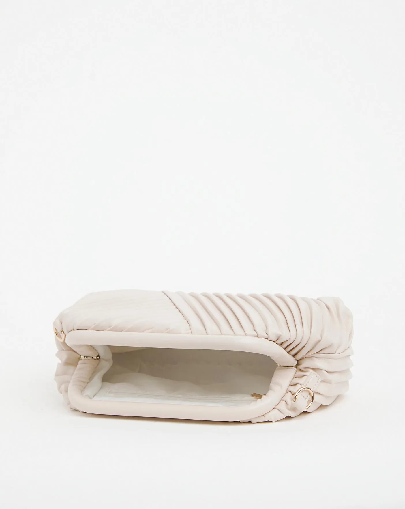 Ecru Pleated Detail Clutch Bag