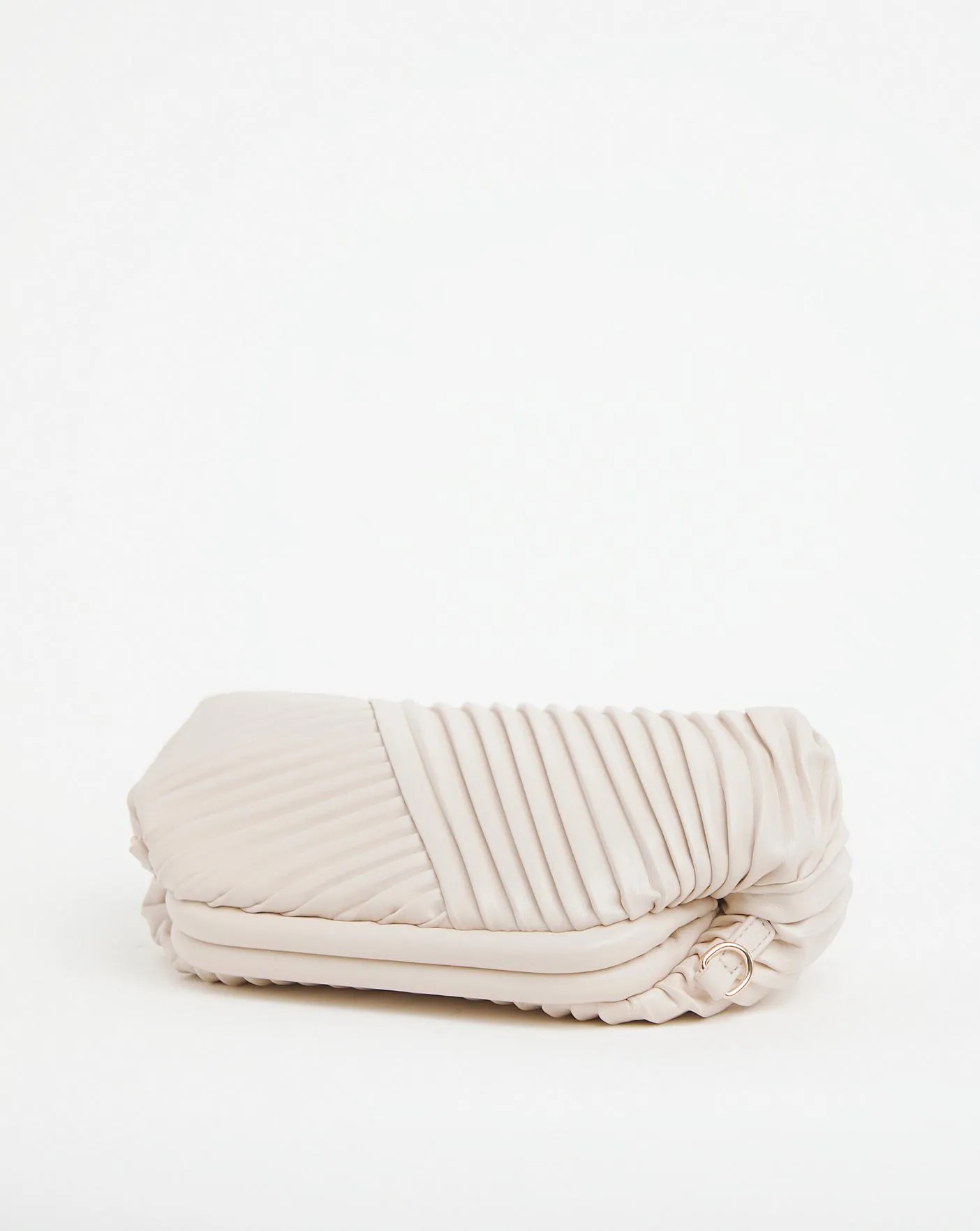 Ecru Pleated Detail Clutch Bag