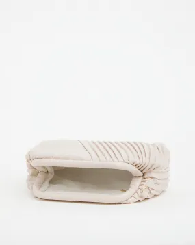 Ecru Pleated Detail Clutch Bag