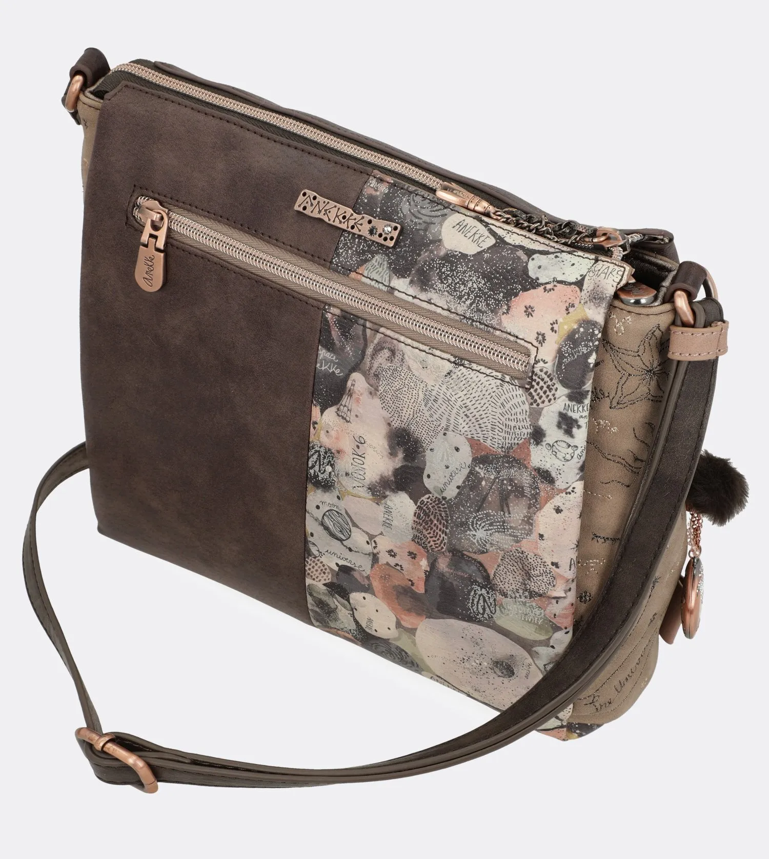 Elegant universe crossbody bag with a printed design