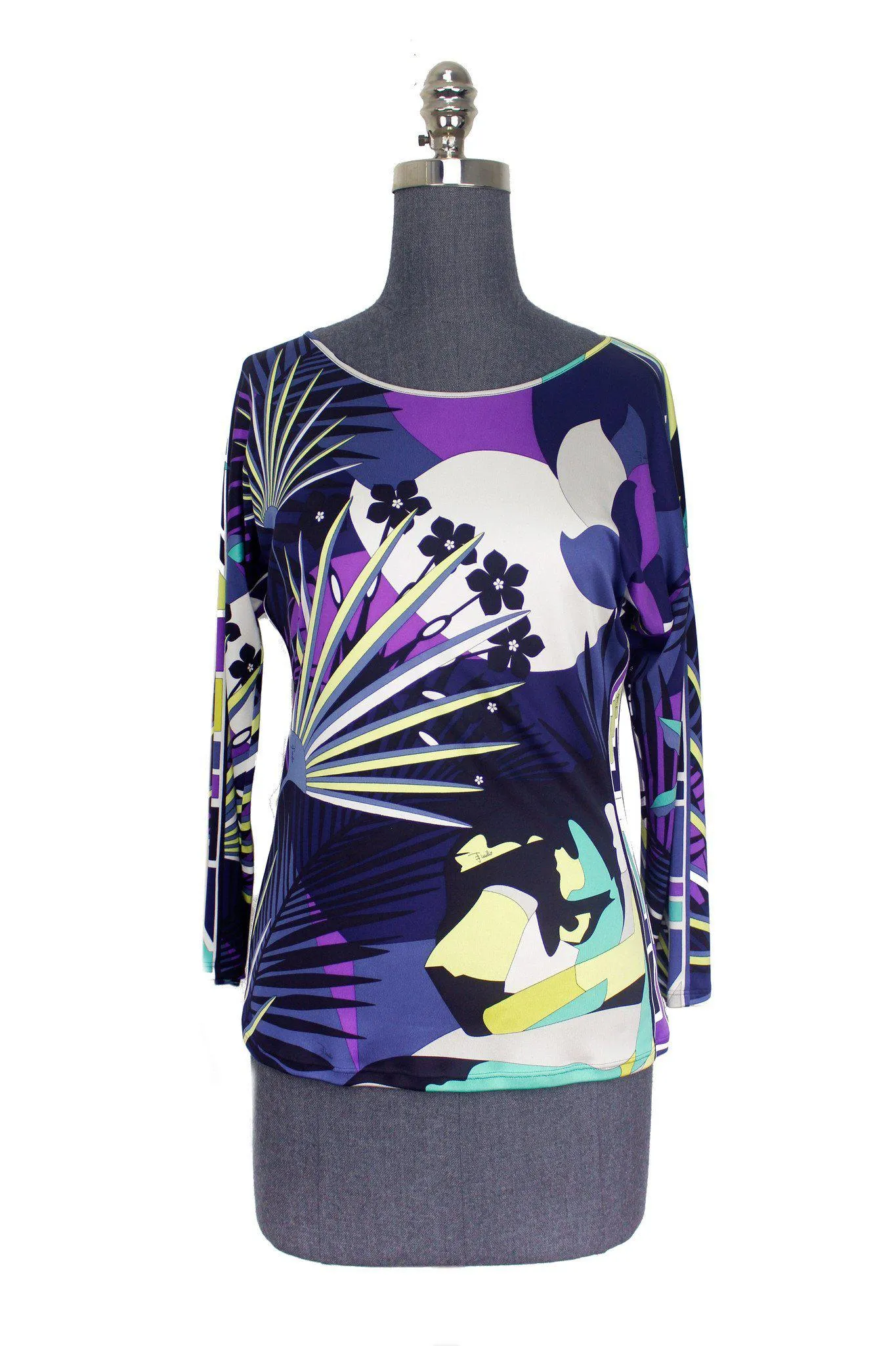 Emilio Pucci Printed Silk Long-Sleeve Top Size M