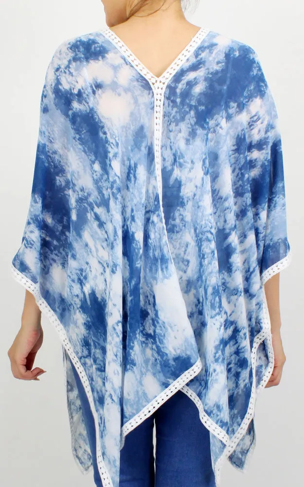 EPC10235 Tie Dye Print Poncho/Cover Ups