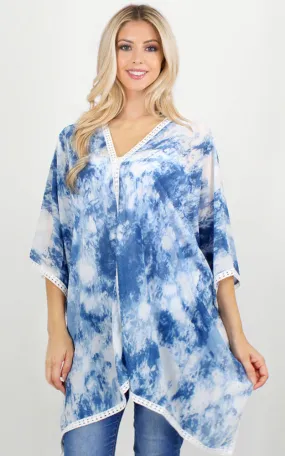 EPC10235 Tie Dye Print Poncho/Cover Ups