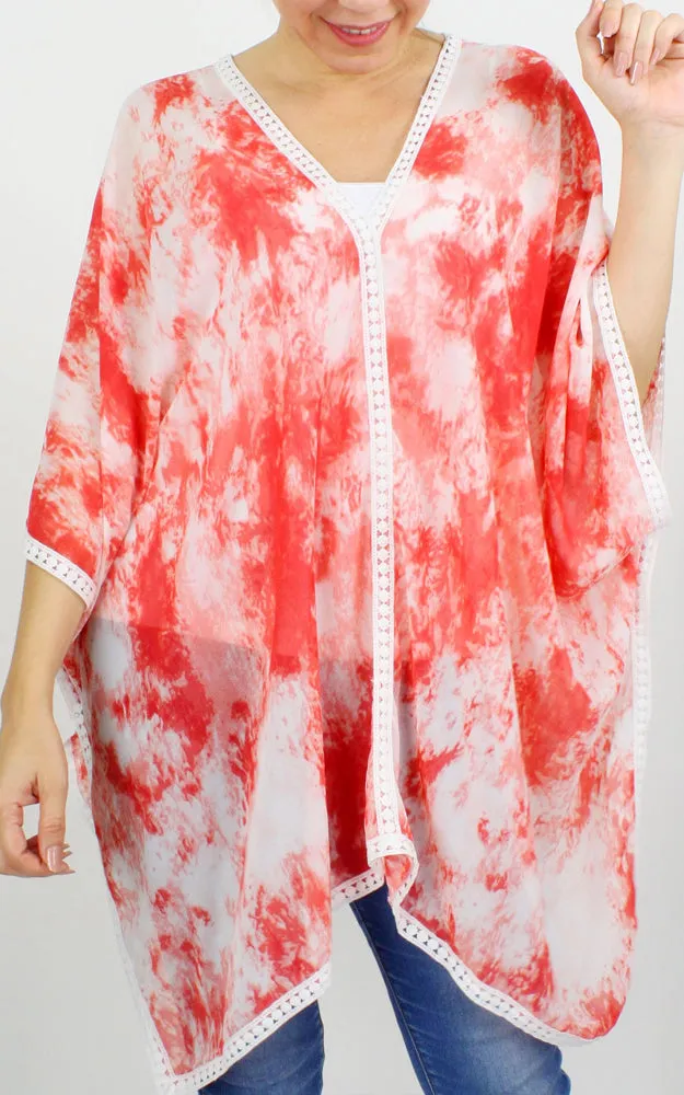 EPC10235 Tie Dye Print Poncho/Cover Ups