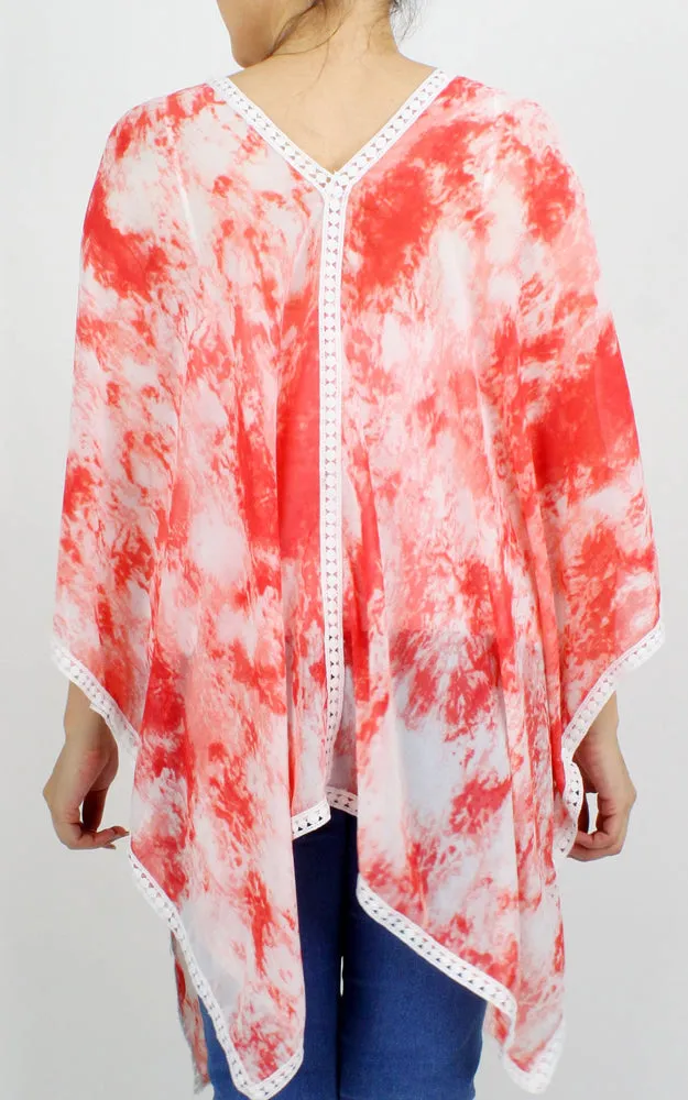 EPC10235 Tie Dye Print Poncho/Cover Ups