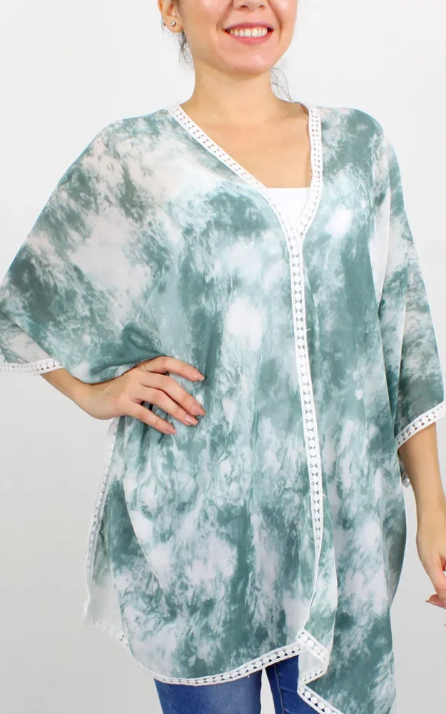 EPC10235 Tie Dye Print Poncho/Cover Ups