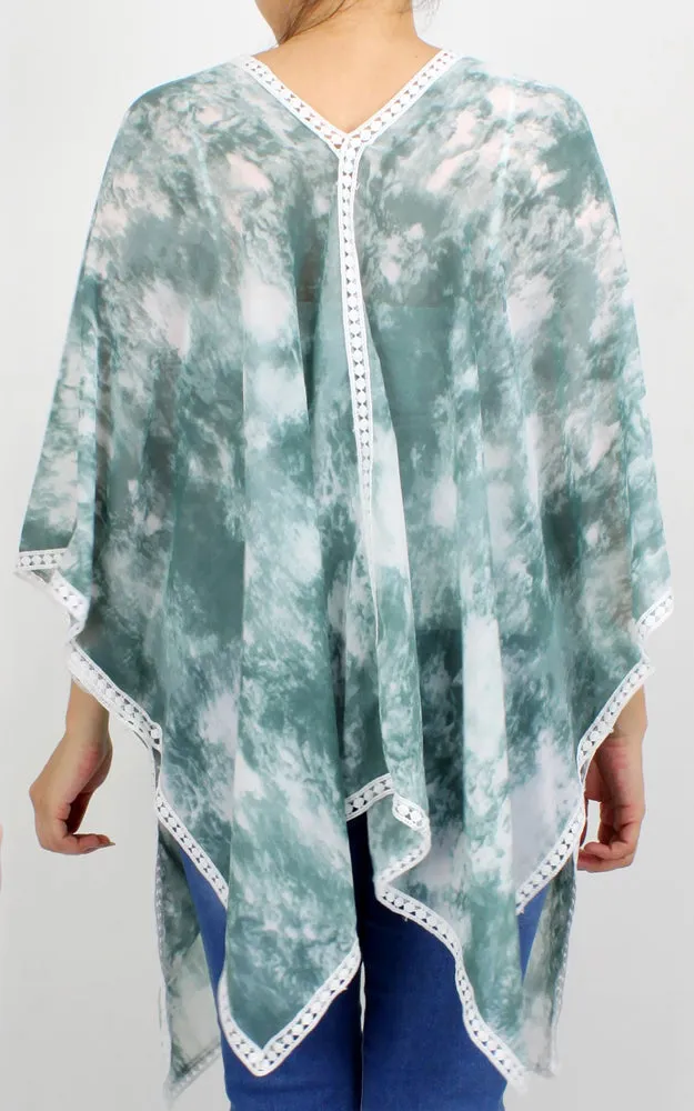 EPC10235 Tie Dye Print Poncho/Cover Ups