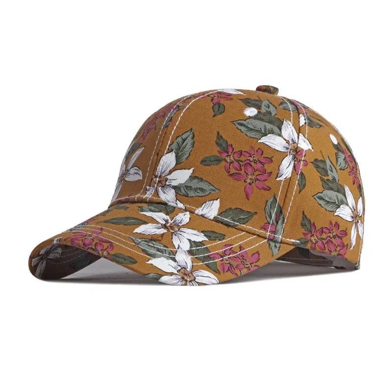 Ethnic Style Women's Cotton Floral Printed Snapback Outdoor Baseball Cap