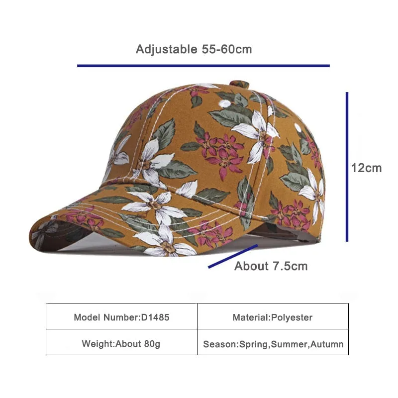 Ethnic Style Women's Cotton Floral Printed Snapback Outdoor Baseball Cap