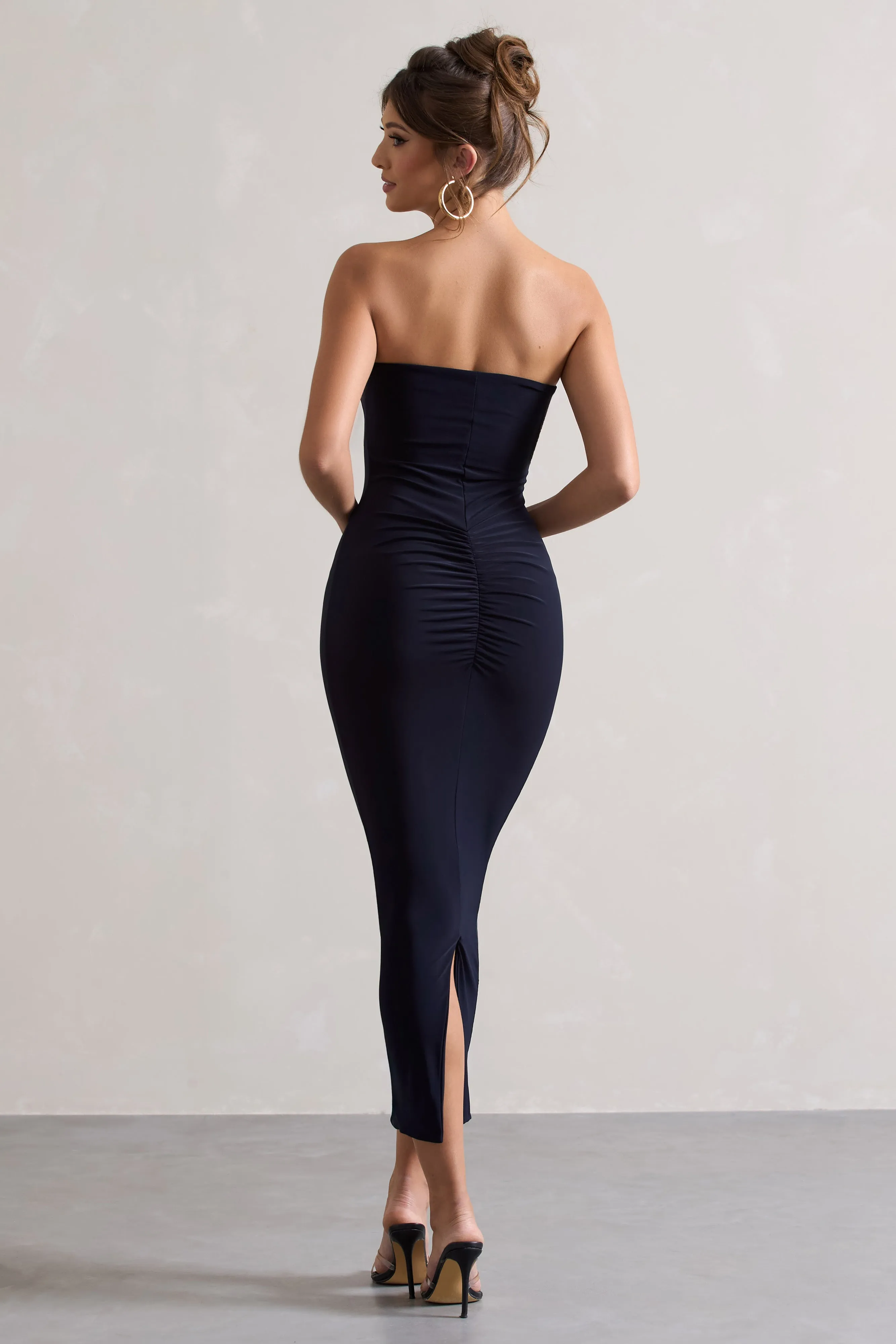 Evita | Navy Sweetheart Twist Detail Maxi Dress