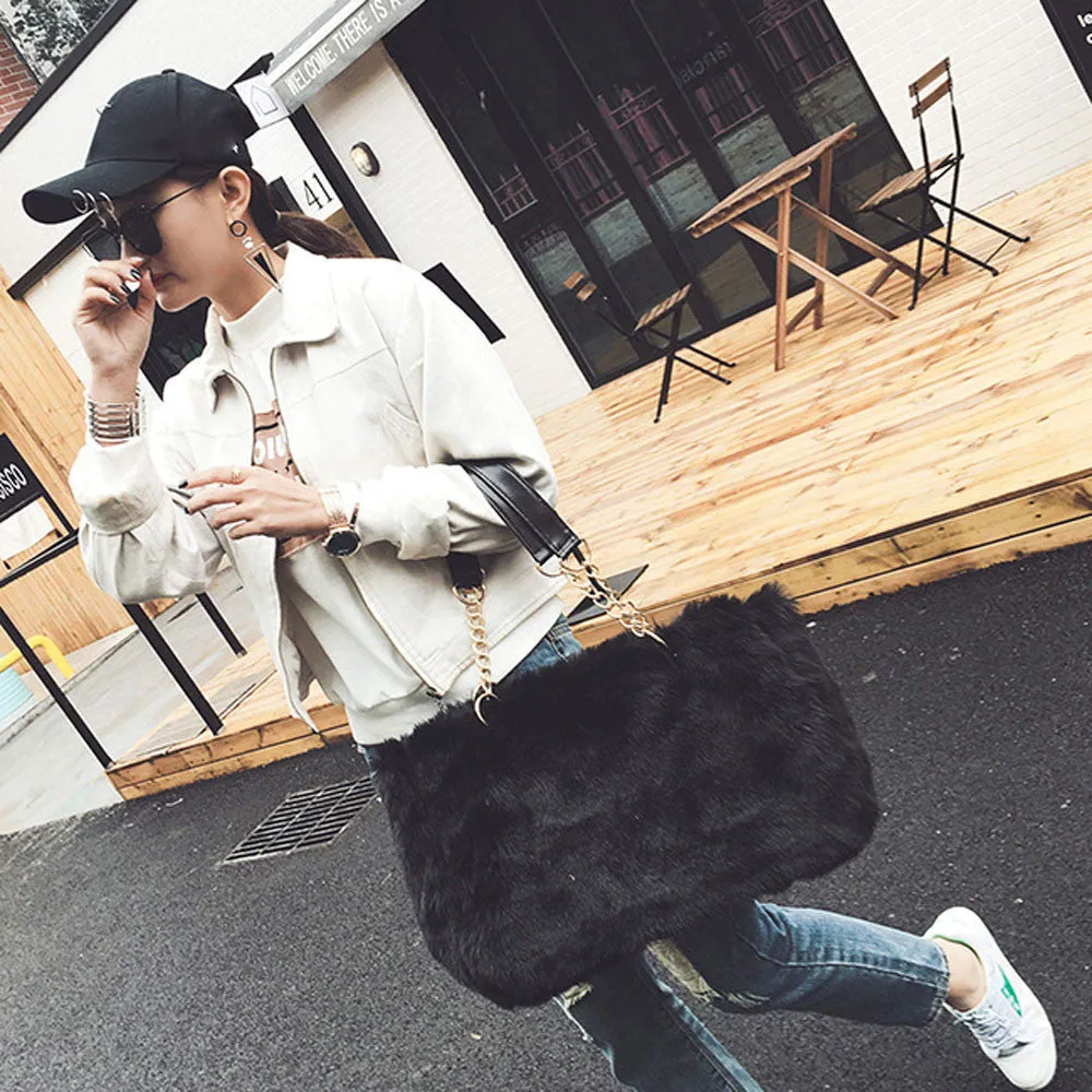 FamousSynthesic Fur Plush Women messenger bags hbags designer Crossbody Shoulder bag bolsa Tote