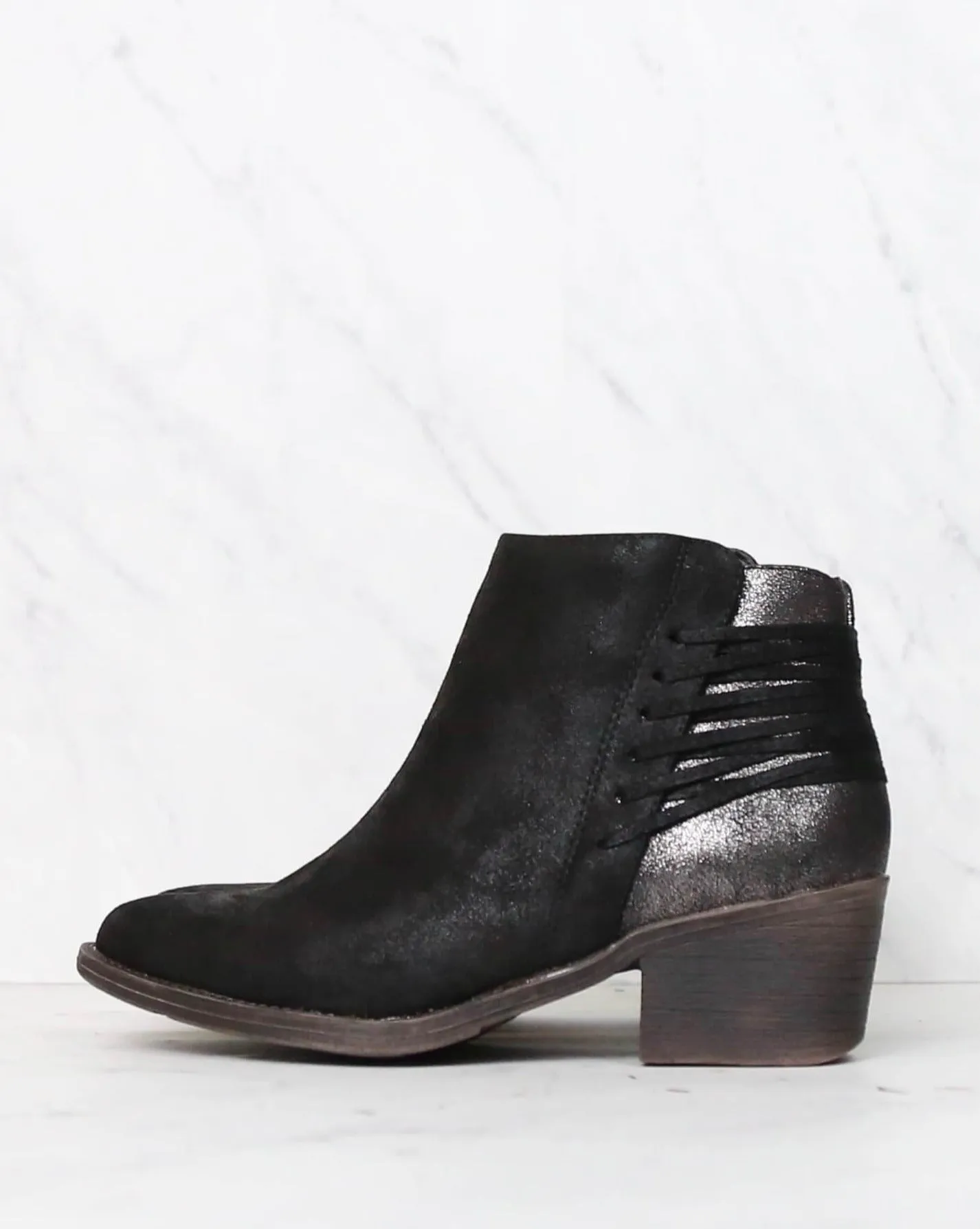 FINAL SALE - Very Volatile - Valence Lace Back Ankle Booties in Black