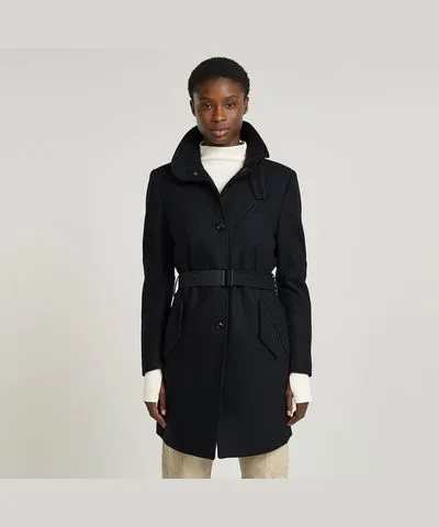 G-Star RAW Women Empral Wool Trench Dark blue Size XS