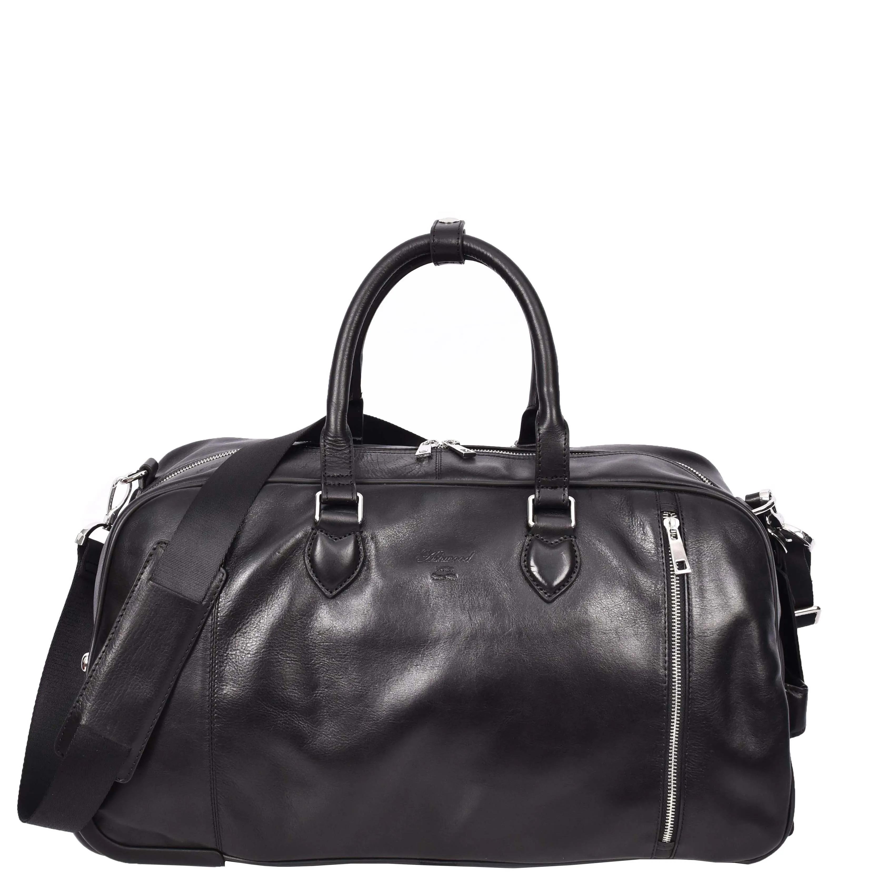 Genuine Leather Wheeled Holdall Duffel Weekend Overnight Bag Whitby Black