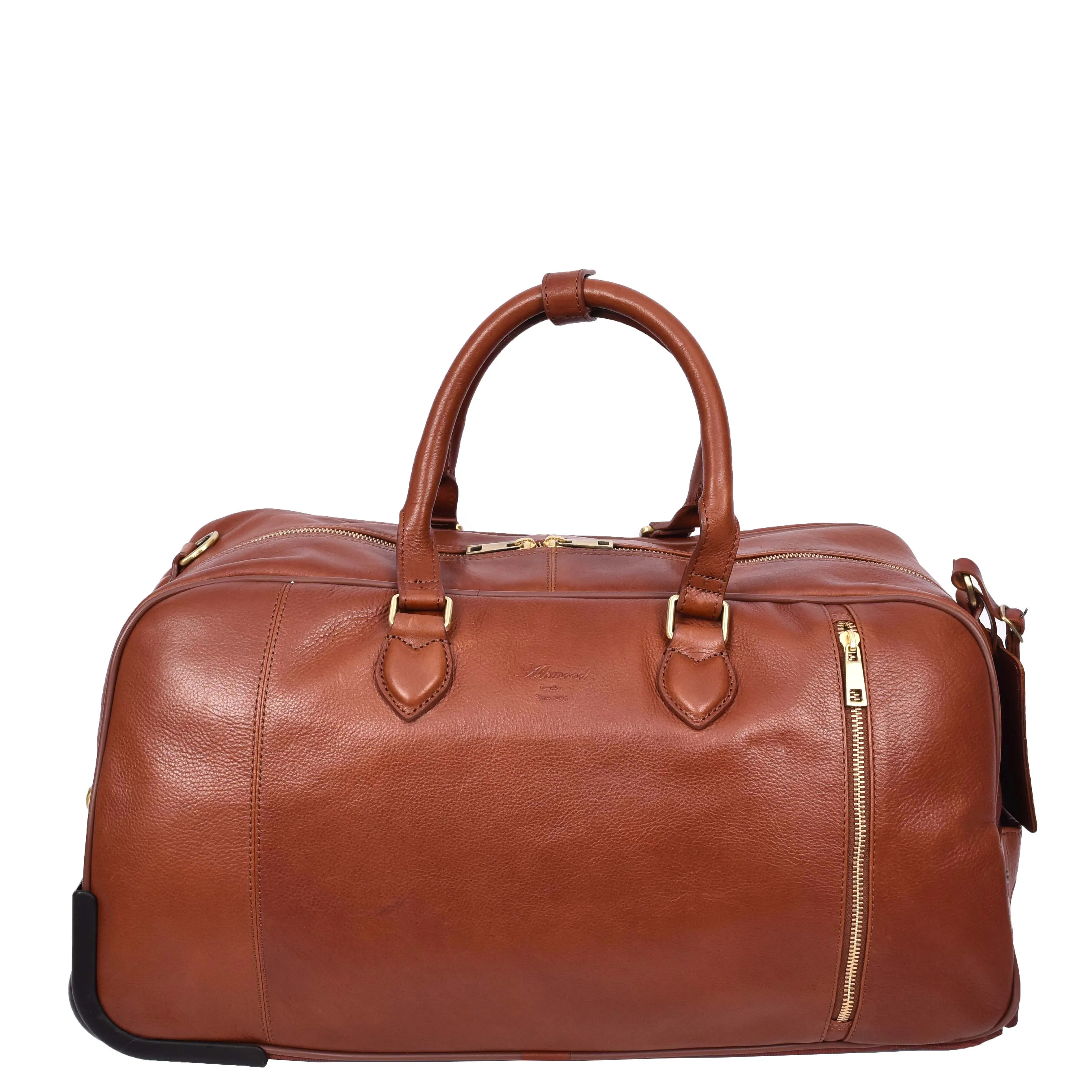 Genuine Leather Wheeled Holdall Duffel Weekend Overnight Bag Whitby Tan