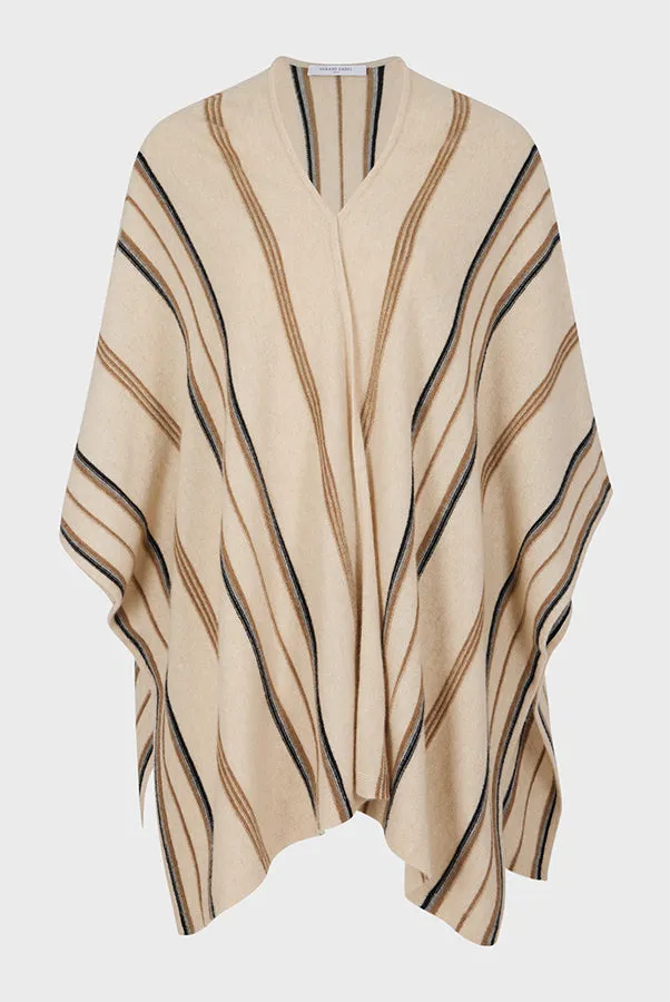 Gerard Darel LUCINDE STRIPED CASHMERE PONCHO