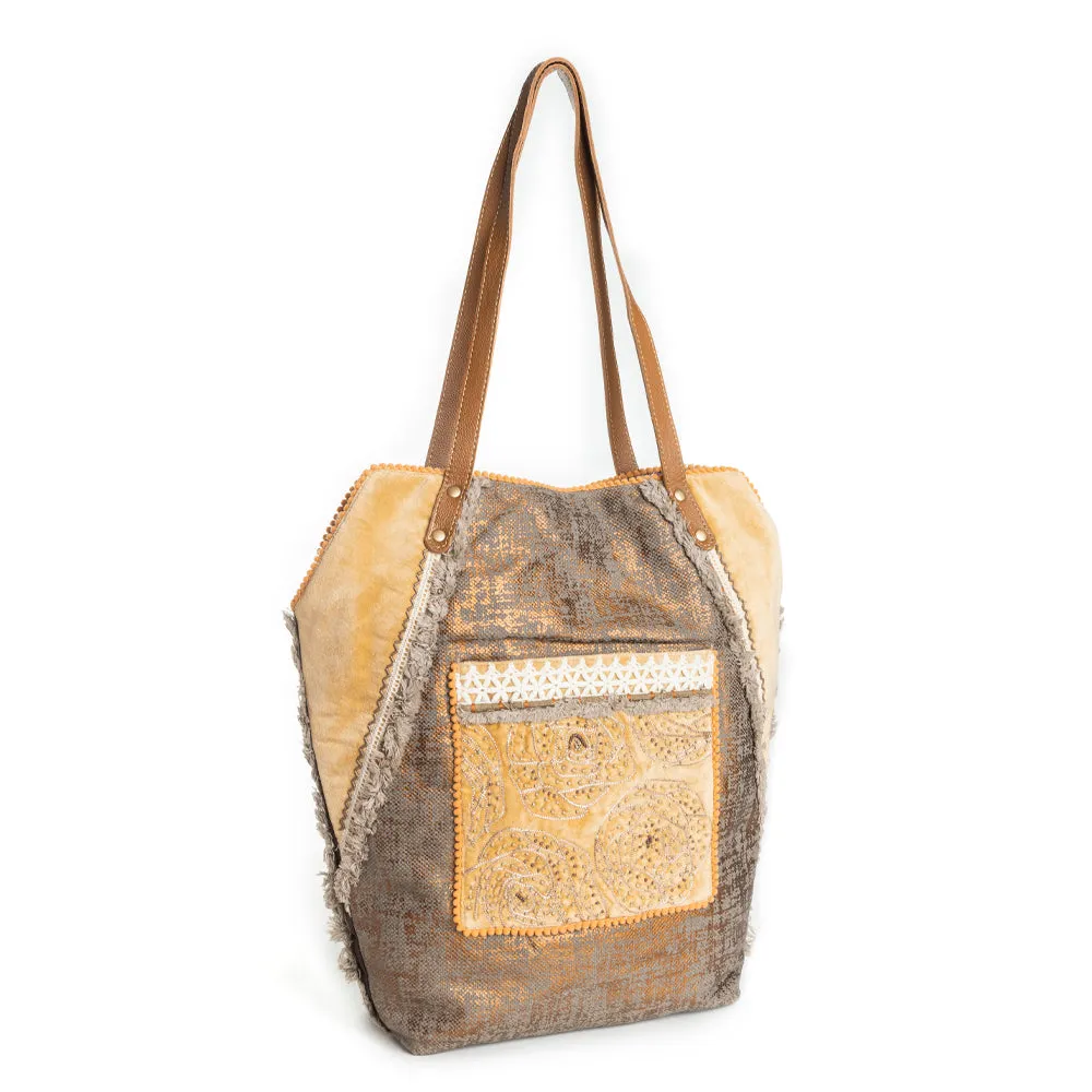 Golden Rise Paisley Tote Bag