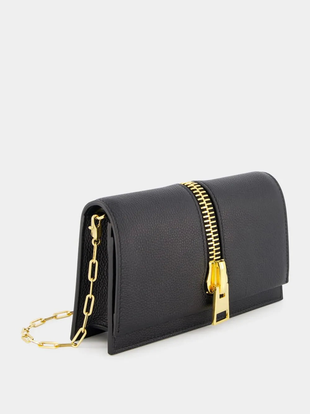 Grain Leather Clutch with Chain