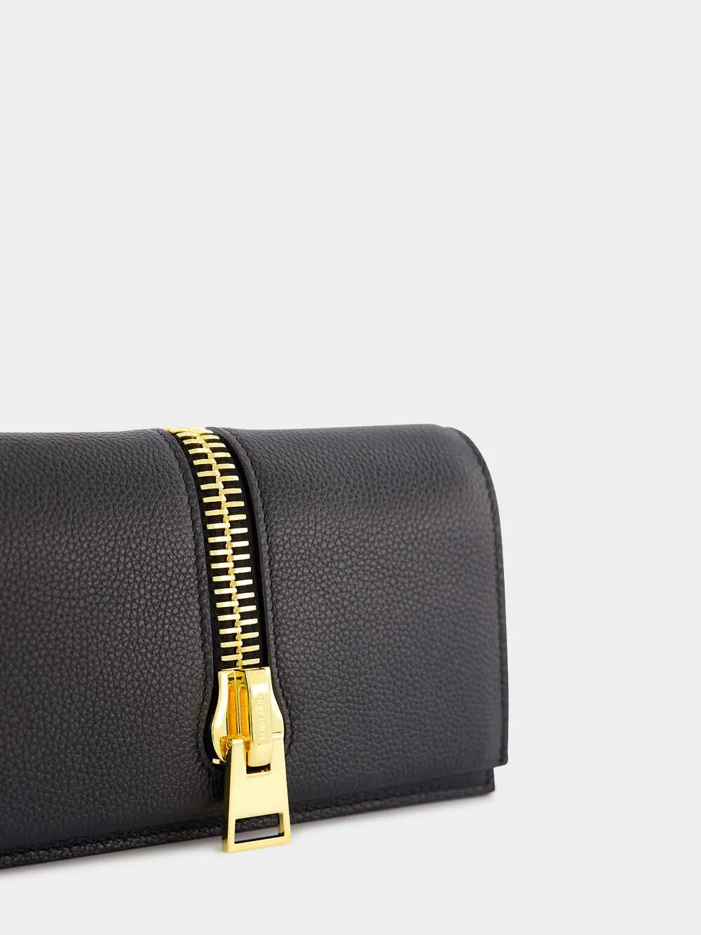 Grain Leather Clutch with Chain