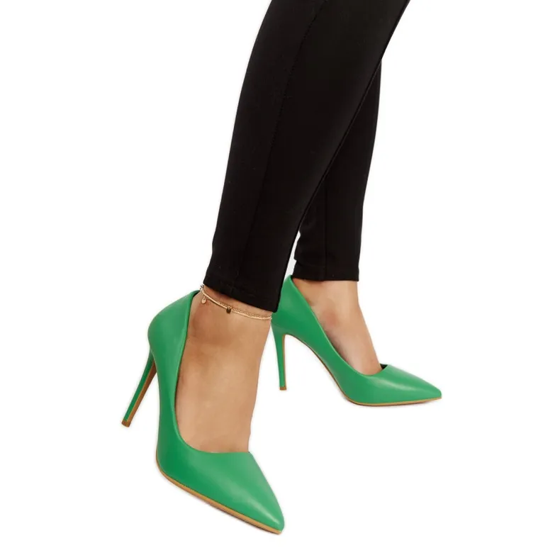 Green high-heeled Tenmile stilettos