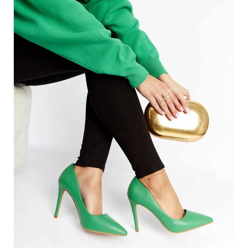 Green high-heeled Tenmile stilettos