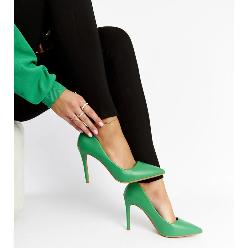 Green high-heeled Tenmile stilettos