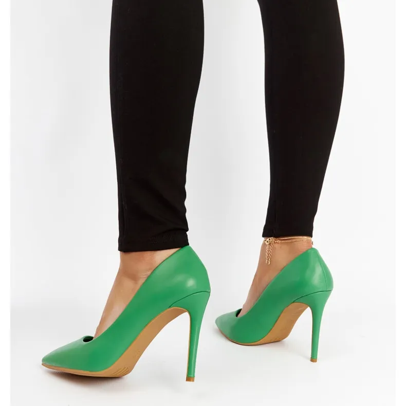 Green high-heeled Tenmile stilettos