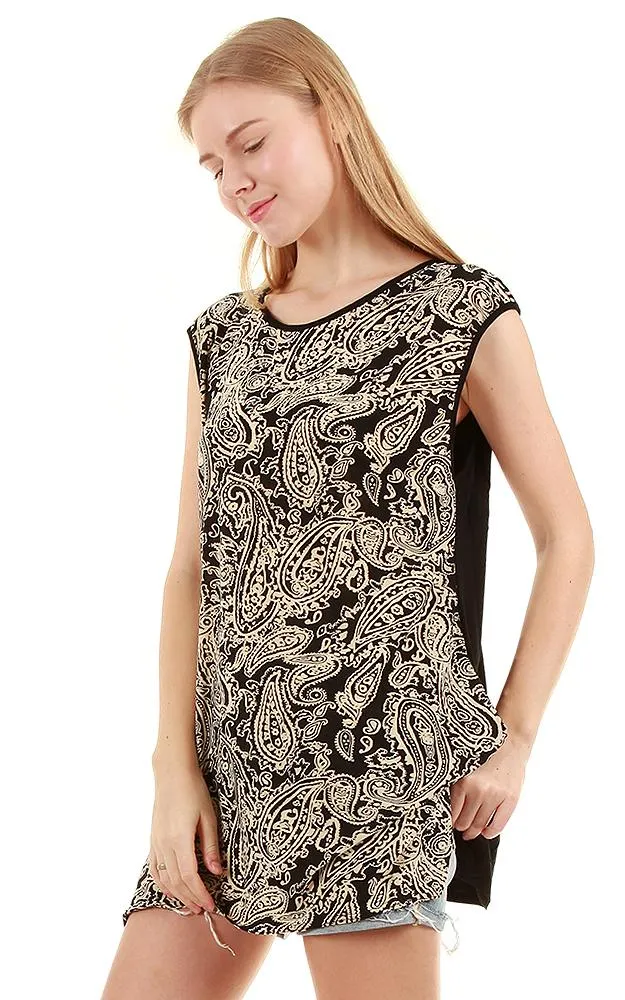 GSH566 Paisley Sleeveless Top Poncho