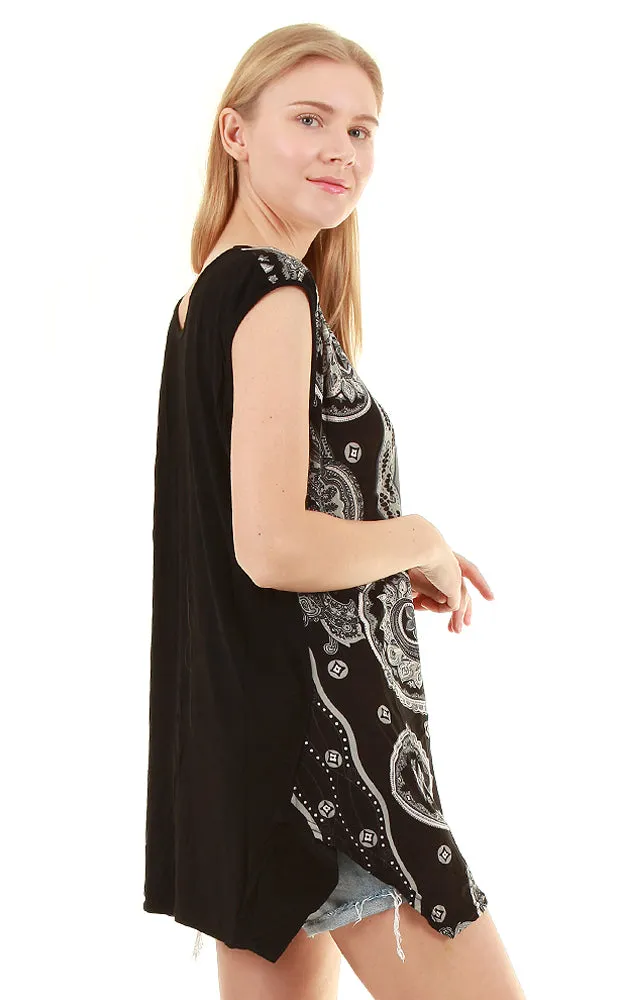 GSH566 Paisley Sleeveless Top Poncho