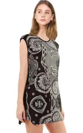 GSH566 Paisley Sleeveless Top Poncho