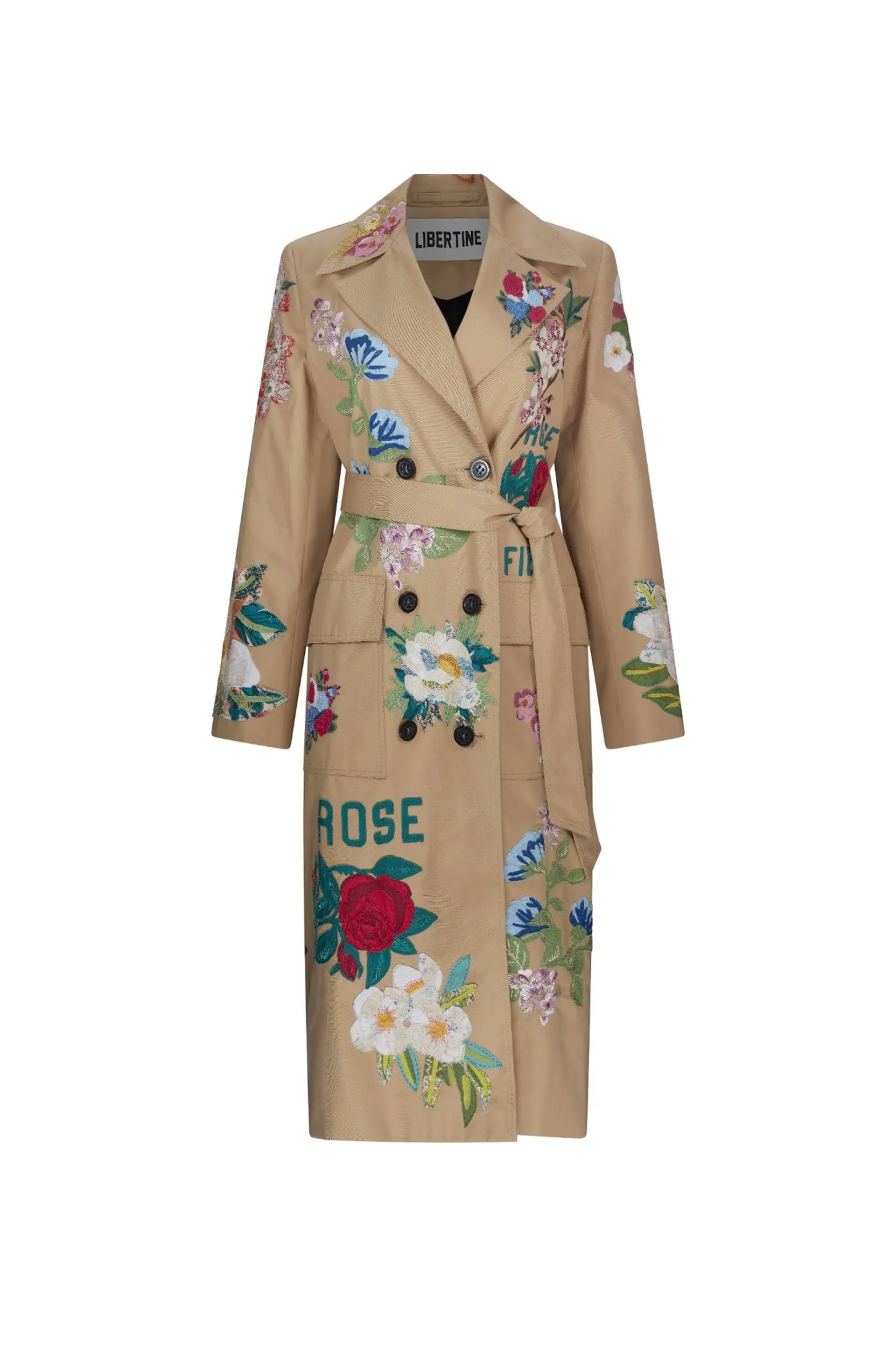 'HAND QUILTED FLORAL' LONG LEAN TRENCH