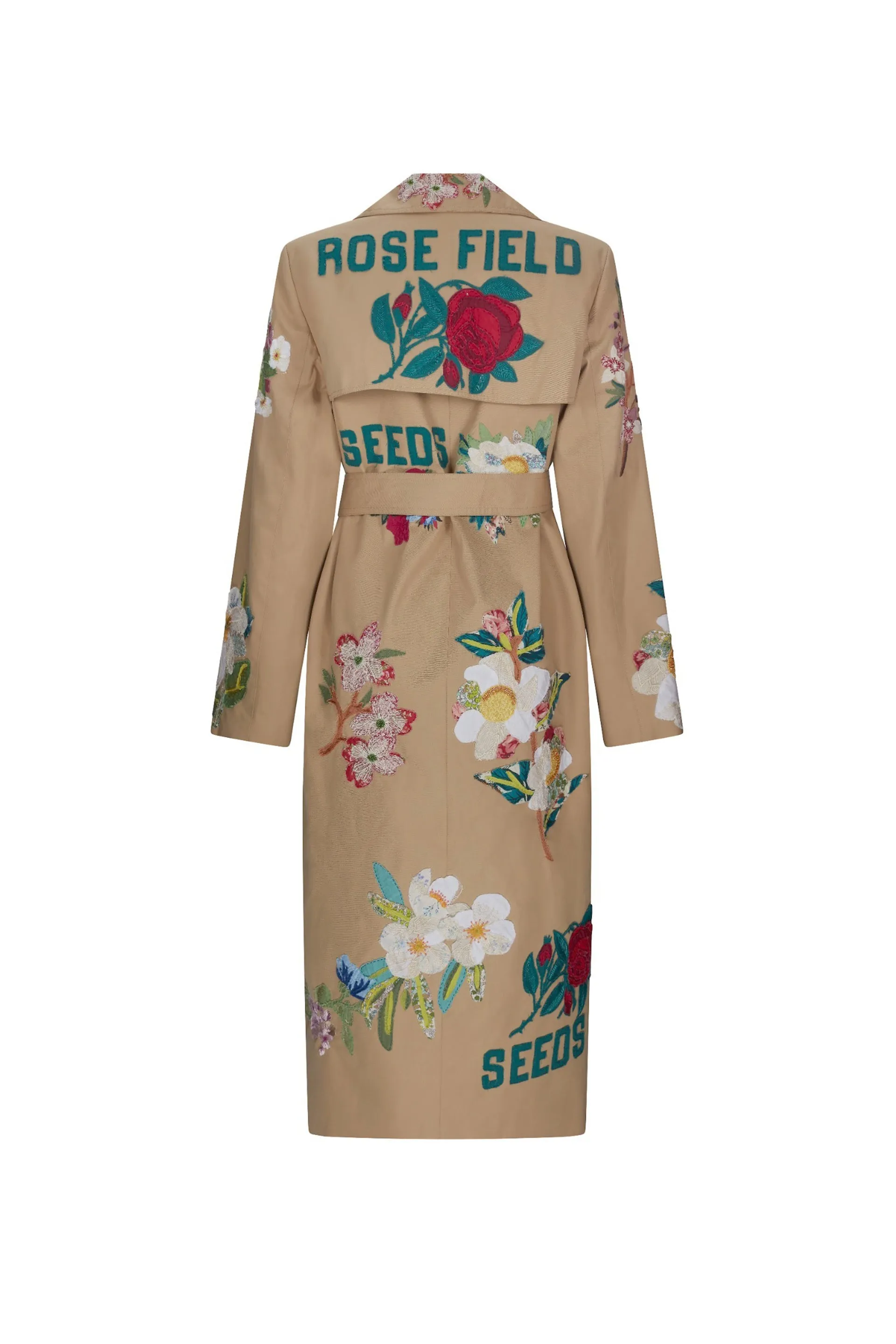 'HAND QUILTED FLORAL' LONG LEAN TRENCH