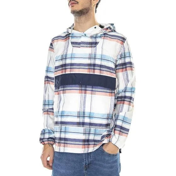 Herschel Voyage Anorak Plaid Peacoat / White / Blue Hooded Jacket