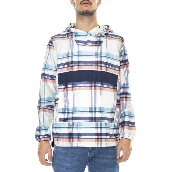 Herschel Voyage Anorak Plaid Peacoat / White / Blue Hooded Jacket