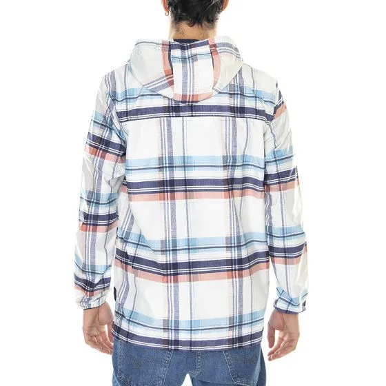 Herschel Voyage Anorak Plaid Peacoat / White / Blue Hooded Jacket