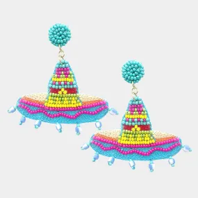 iLLASPARKZ Felt Back Seed Beaded Hat Dangle Earrings