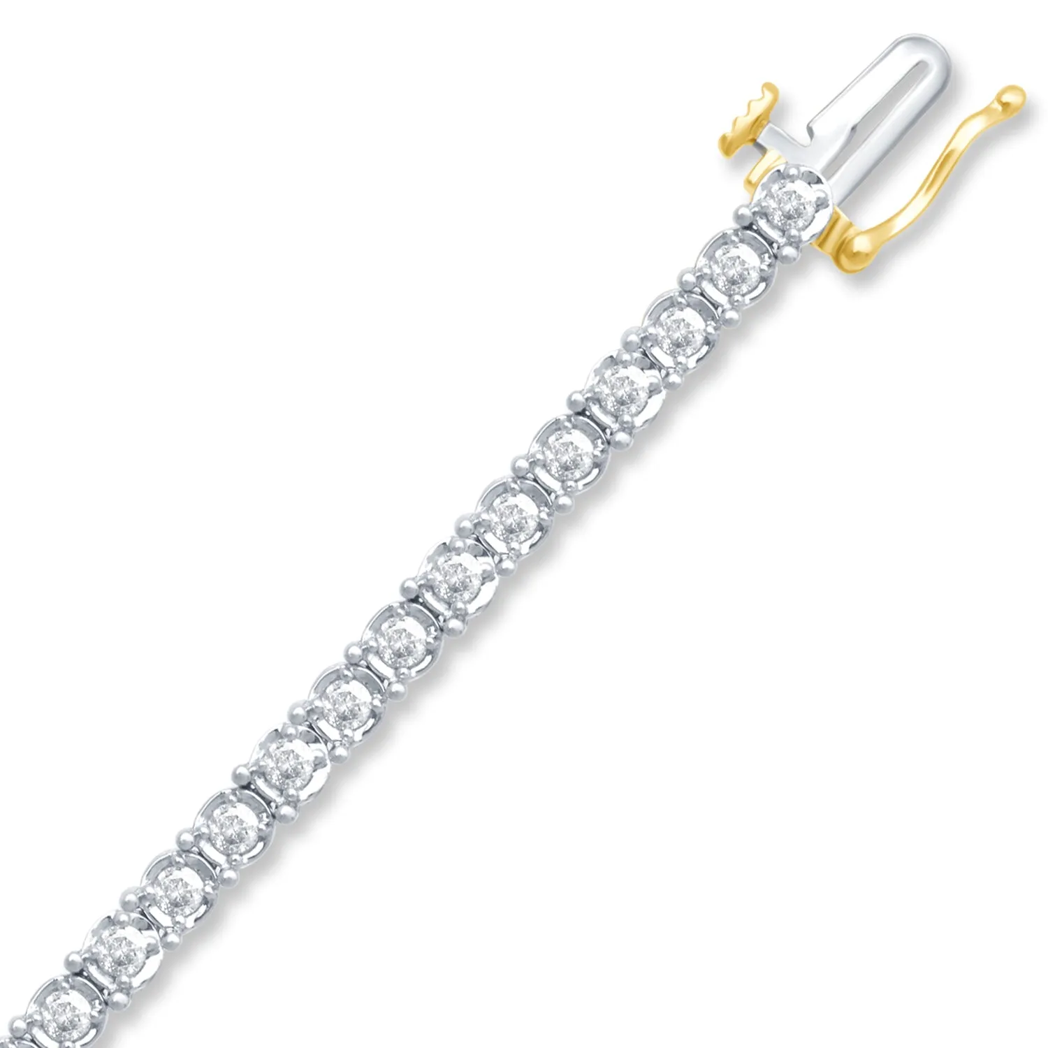 Jewelili 10K Yellow Gold With 2.0 Cttw Natural White Diamonds Tennis Bracelet