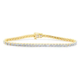 Jewelili 10K Yellow Gold With 2.0 Cttw Natural White Diamonds Tennis Bracelet